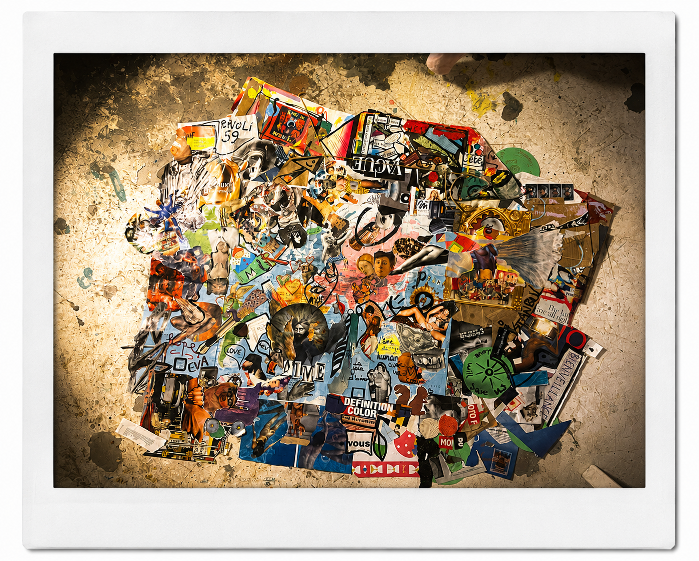 Collage collectif au sol, prêt à être partagé